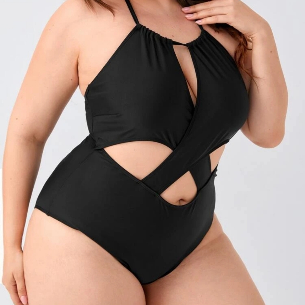 Cut-Out Halter One Piece Swimsuit